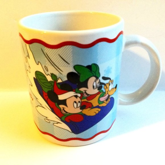 Other - Hang On Pluto Mickey Minnie Sledding Mug Vintage Christmas Disney